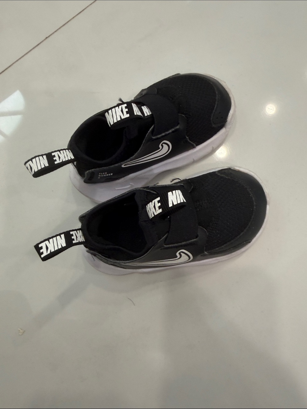 Nike Kids Black and White Hook-and-Loop Sneakers